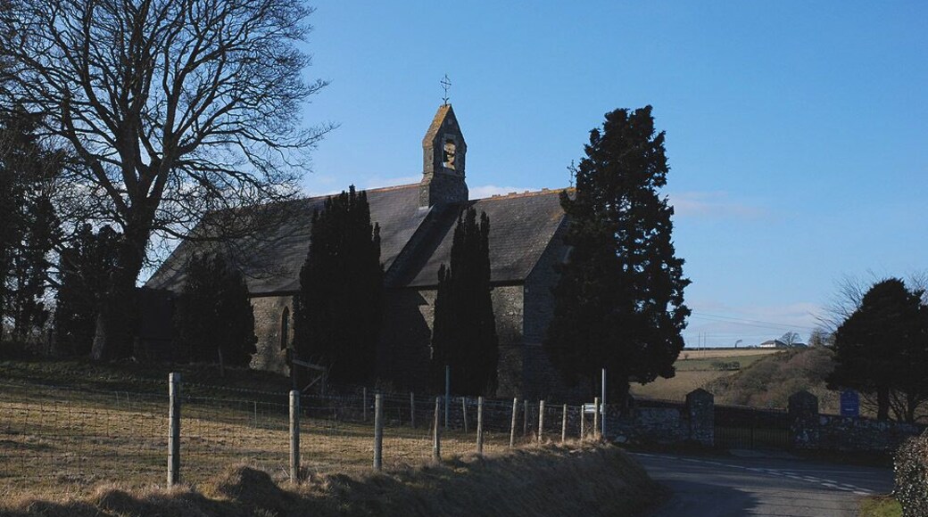 Church at Llangwyryfon Situated on the higher ground on the western edge of the village