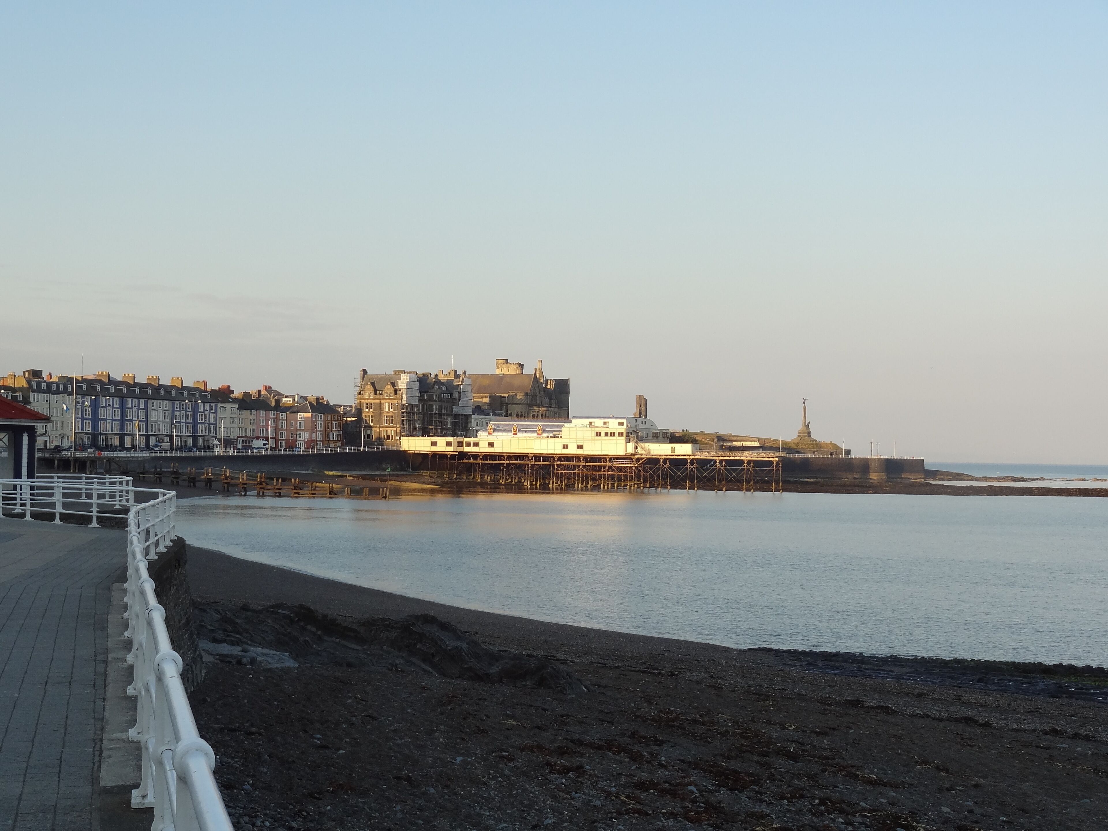 Early morning view of the seafront in Aberystwyth.
