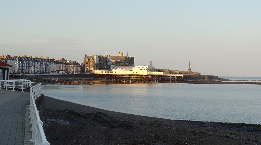 Early morning view of the seafront in Aberystwyth.