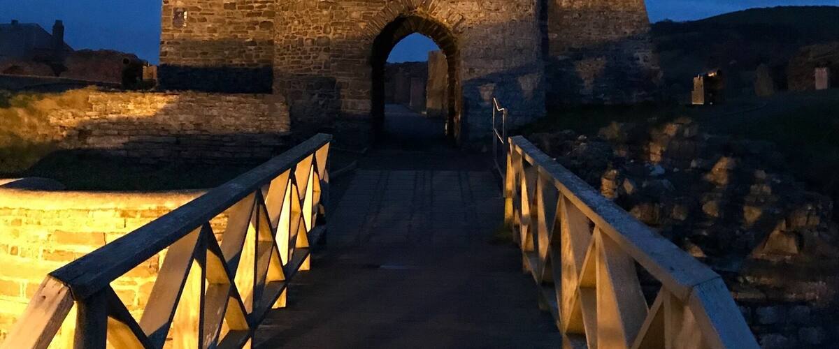 Aberystwyth castle by dusk.
