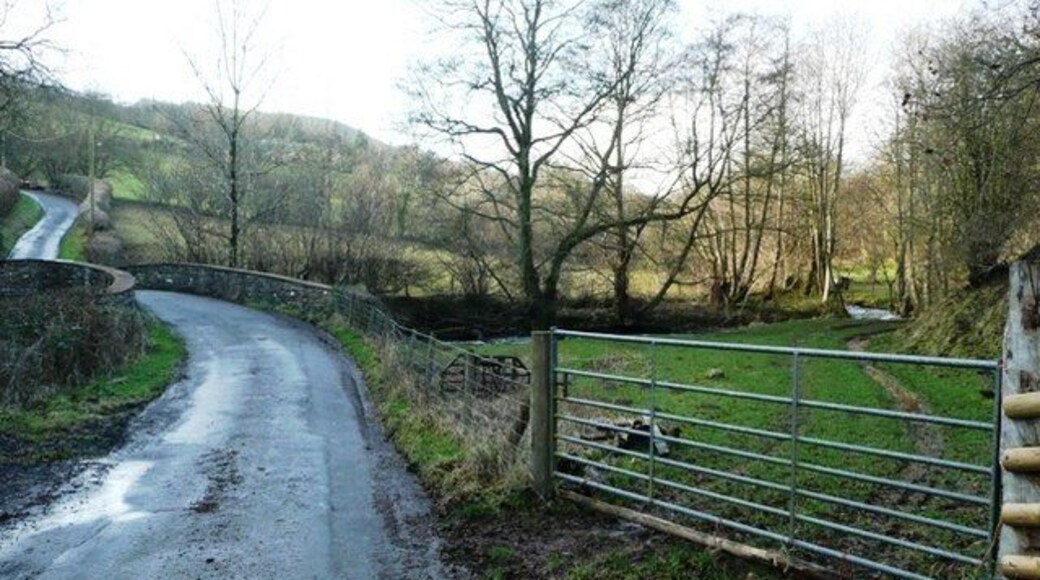 Lane towards Cwm Crickadarn This is the bridge of Cletwr Brook.