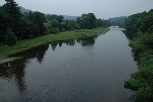 The River Wye viewed from Erwood Bridge View of the River Wye downstream from Erwood Bridge.