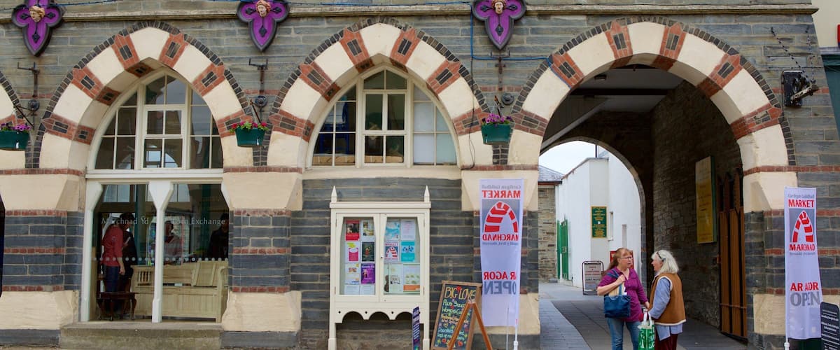 Cardigan montrant scĂšnes de rue aussi bien que petit groupe de personnes