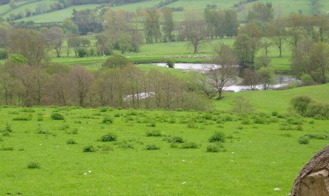 Afon Dyfrdwy. The a large kink in the river Dee as it meanders down the valley, near between Bala and Corwen.