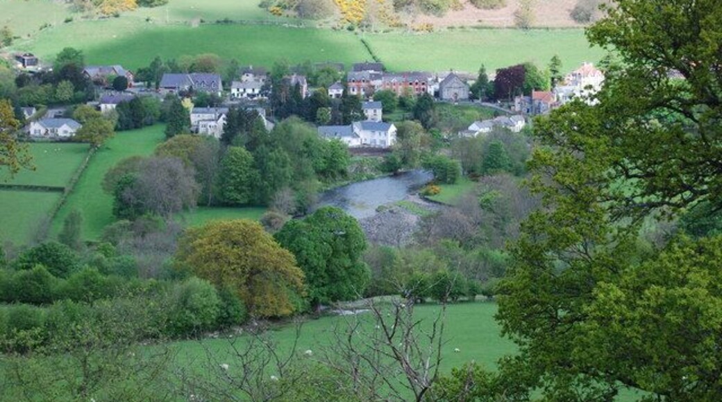 Looking down on the Afon Dyfrdwy & Carrog Good view down into the River Dee valley.
