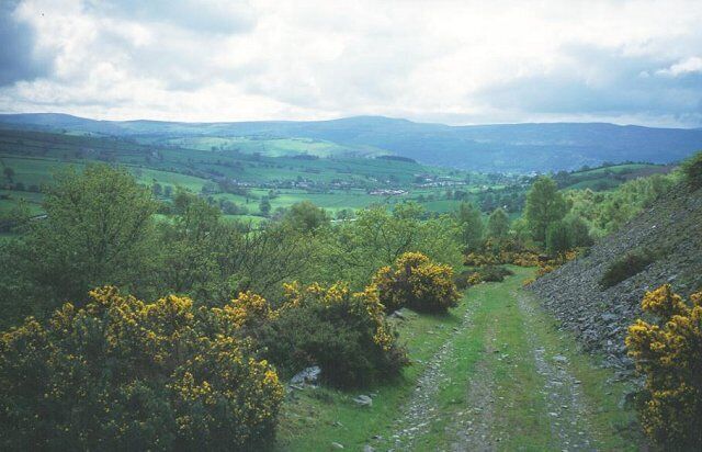Quarry track, Wern Ddu. Old quarries on the slopes of Mynydd Rhyd Ddu.