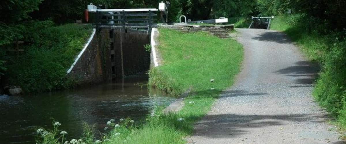 Cwmcrawnon Locks A flight of three locks at Cwmcrawnon on the Brecon and Monmouthshire Canal.