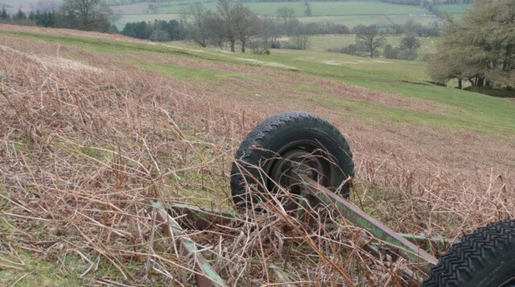 On the Beacons Way From the Beacons Way above the wall delineating the open access land and looking across the whole square from the north-east. An axle was an incongruous sight up here.