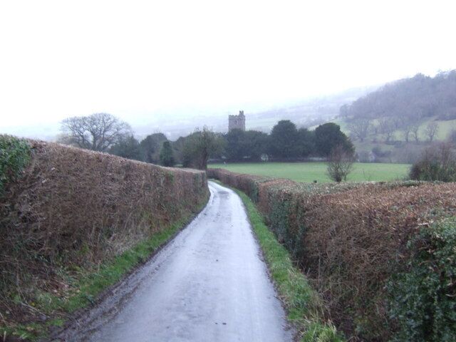 Cwmdu church tower Approaching the village from the north, this view can hardly be accidental!