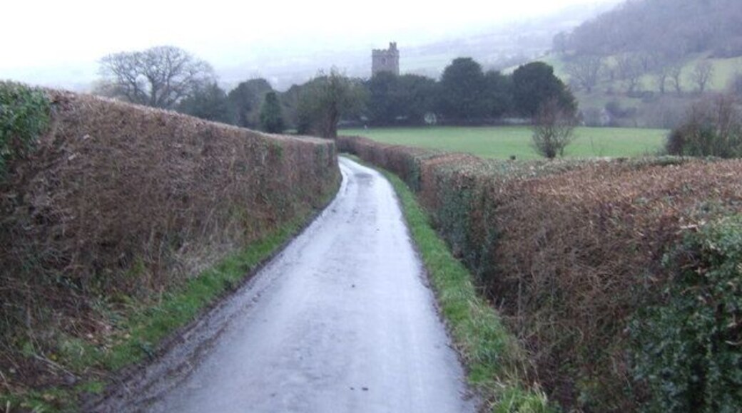 Cwmdu church tower Approaching the village from the north, this view can hardly be accidental!