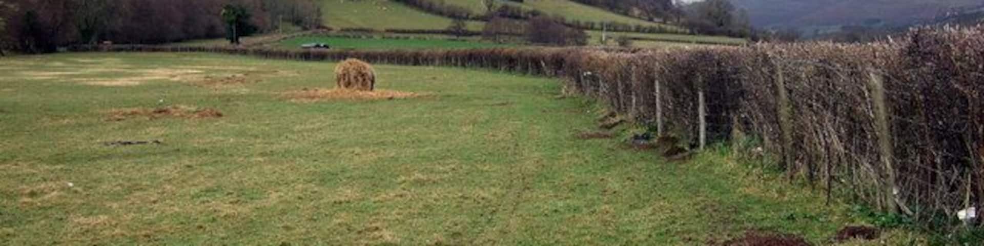 Pen-tir, Cwmdu The prominence of Pen-tir Hill overlooks the village to the east and was a fortified encampment close to, and probably associated with, traces of Roman occupation here. The woodland covering its slopes is called Coed y Gaer/wood by the camp. The mountain extends northeast towards Mynydd Llangorse.