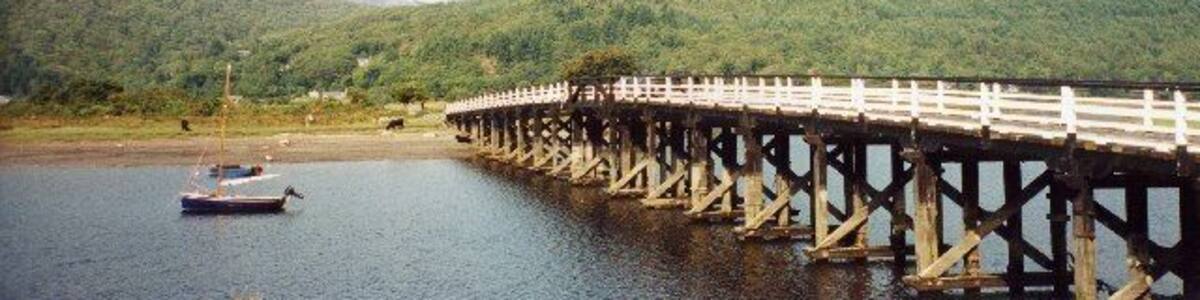 The Toll Bridge at Penmaenpool. Looking NW from the George III PH