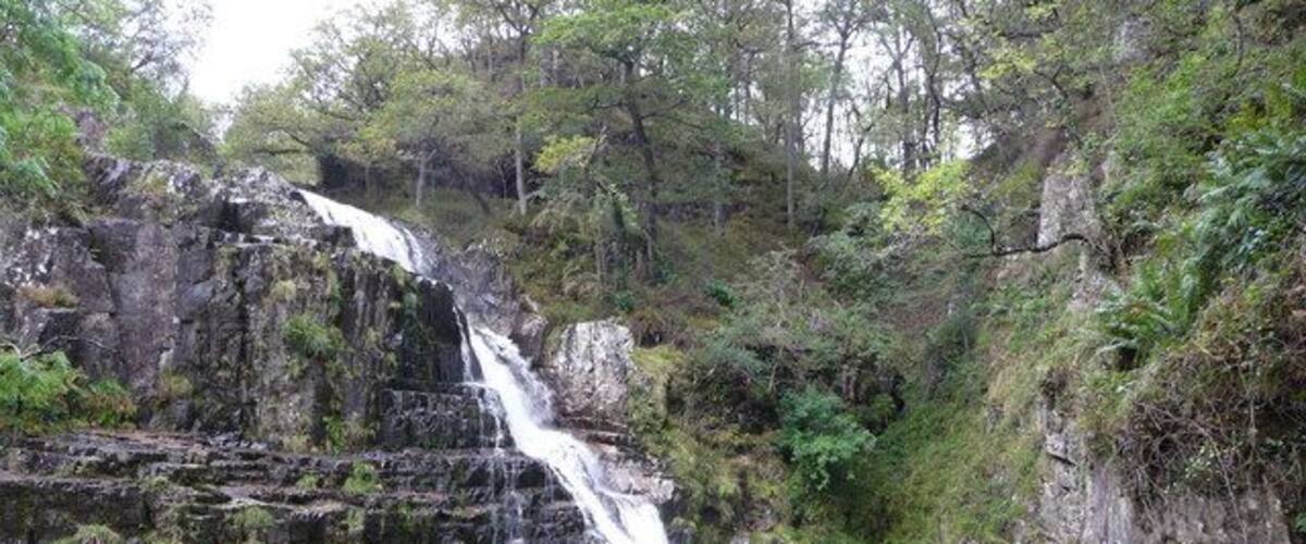 Pistyll Gain waterfall There is a rough, narrow path along the bank below the falls which allows you to get a closer view.