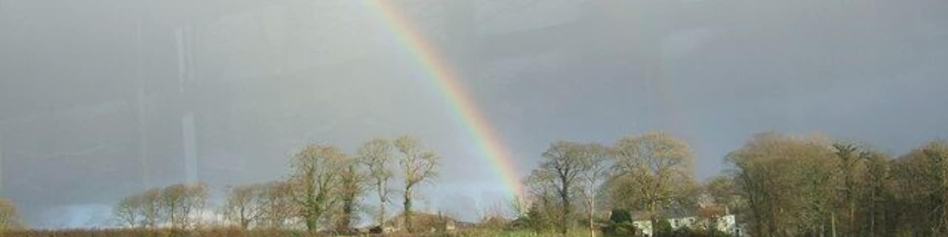 Rainbow's end Pant-y-Philip farm near Scleddau on a November afternoon. Snapped from the bus!