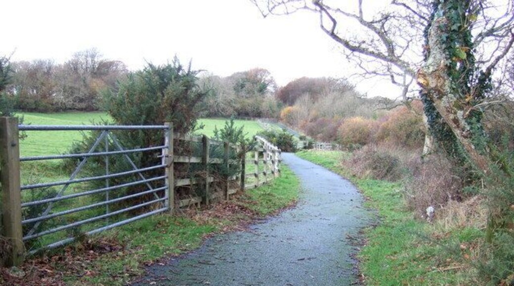 Cycle route near Johnston This is an extension of the Brunel cycleway from Neyland to Johnston. It follows close to the course of the railway, which is just to the right in this picture, and ends at Haverfordwest.