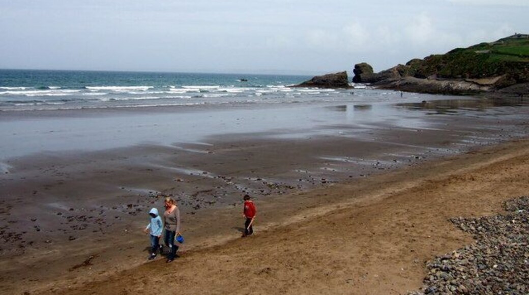 Broad Haven beach, north end The beach here is a mixture with shingle above and sand below. Broad Haven has been a popular holiday destination for 200 years.