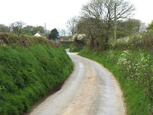 Road. Looking back to the junction at SM 888 107.