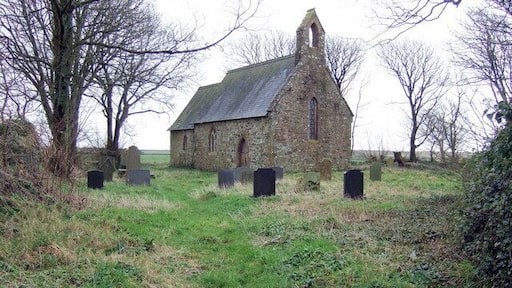Llanreithan church Disused and abandoned in its churchyard adjoining Llanreithan House, all trace of its mediaeval origins were lost in Victorian restoration (1862). A foundation stone dated 1493 that was discovered during the rebuilding has subsequently vanished too and all that remains from earlier times is a cross-shaped stone set in the altar.
