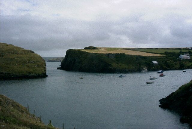 Abercastle. The inlet and harbour by Abercastle, looking north-east