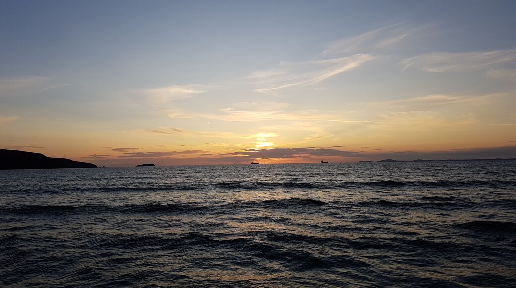 View out towards St Brides Bay from Broad Haven beach