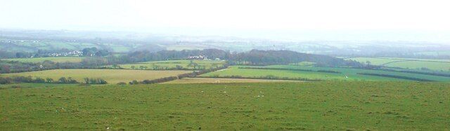 Views across fields to Trefgarne Hall