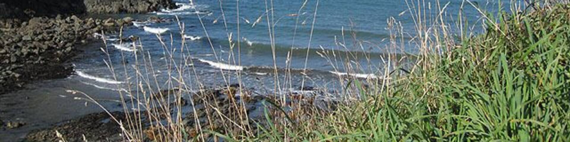 The inlet of Aber Draw Viewed from the Pembrokeshire Coast Path, with a view towards the headland of Trwyn Elen.