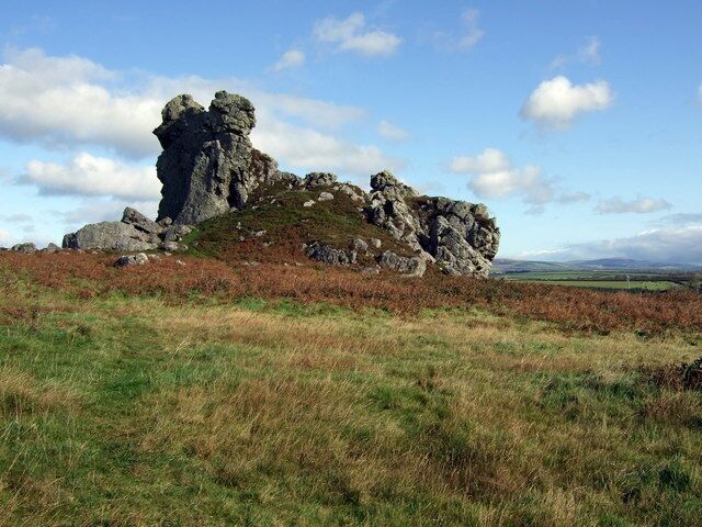 Maiden Castle from the south Also known as the Lion Rock from its resemblance in silhouette to the recumbent beast.