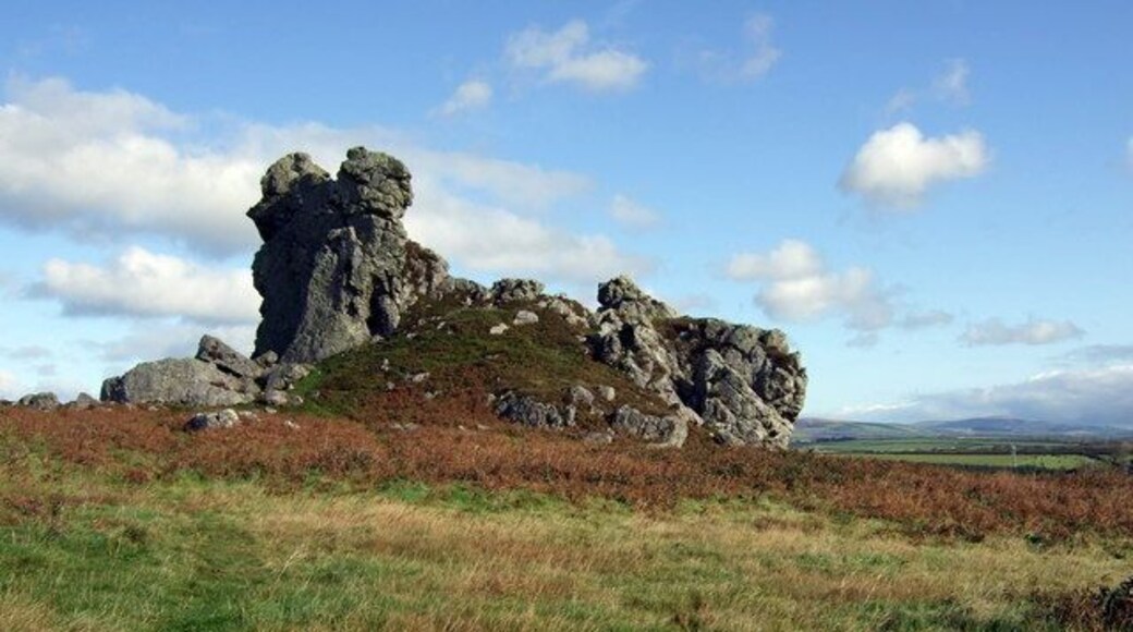 Maiden Castle from the south Also known as the Lion Rock from its resemblance in silhouette to the recumbent beast.