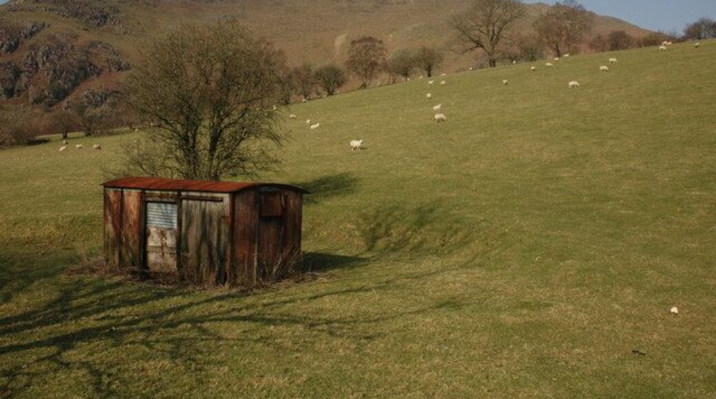 Old railway truck at Ystradffin There are many of these old railway trucks used often by farmers around the country, most were purchased after the Beeching cuts in the 1960s.