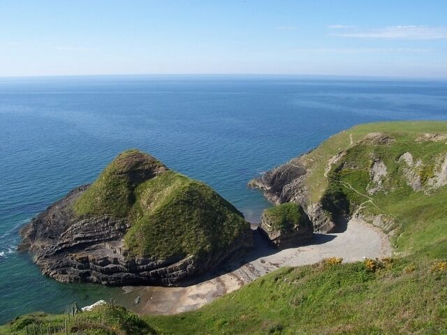 Island and Headland at Castell Bach. Island and Headland at Castell Bach to the north of Cwmtydu.