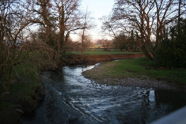 Bend 'n Cain Afon Cain meanders away from bridge crossing, just off B4393.