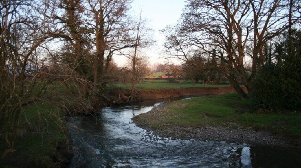 Bend 'n Cain Afon Cain meanders away from bridge crossing, just off B4393.