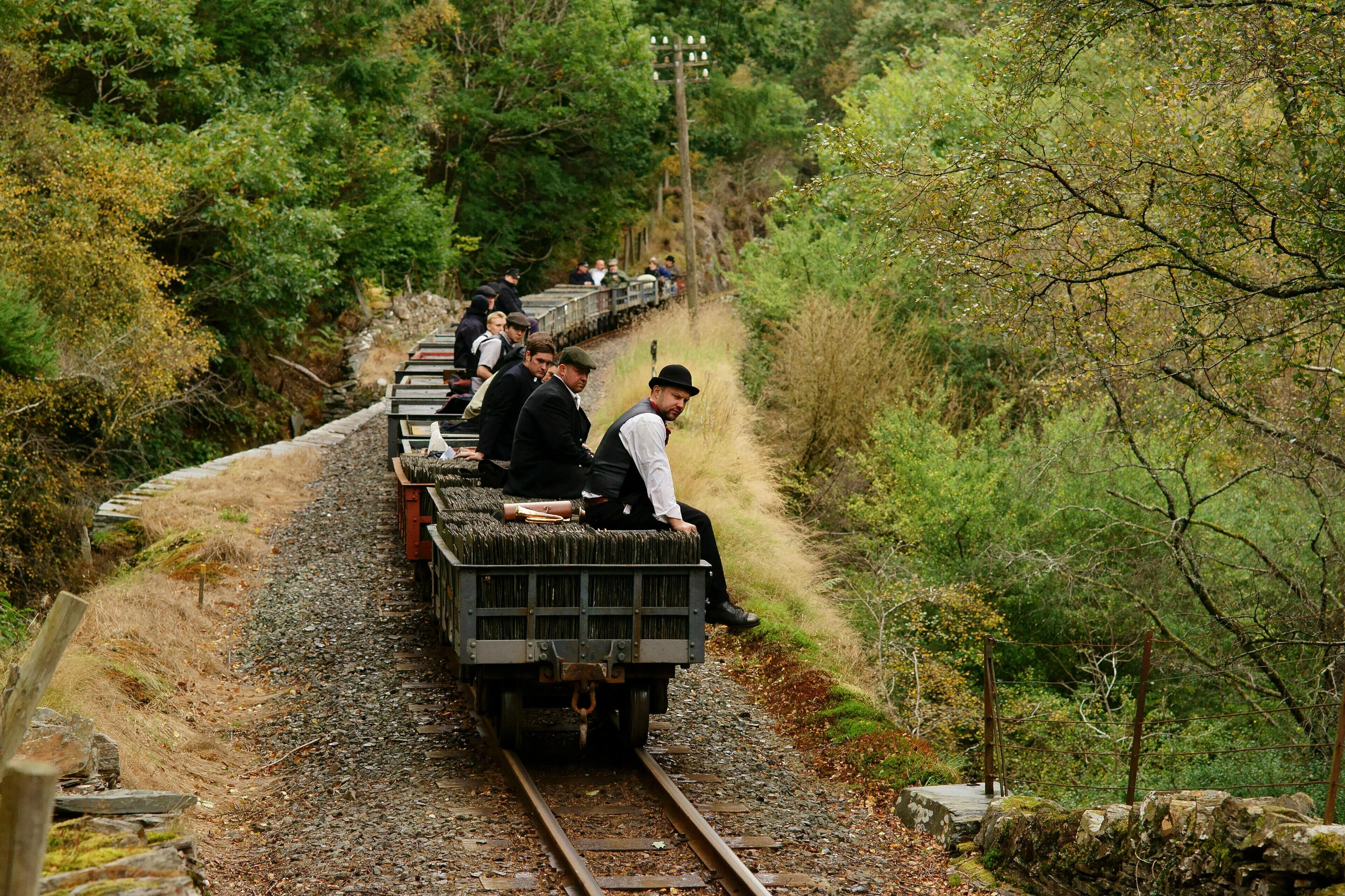 Gravity train descends from Tan-y-Bwlch.