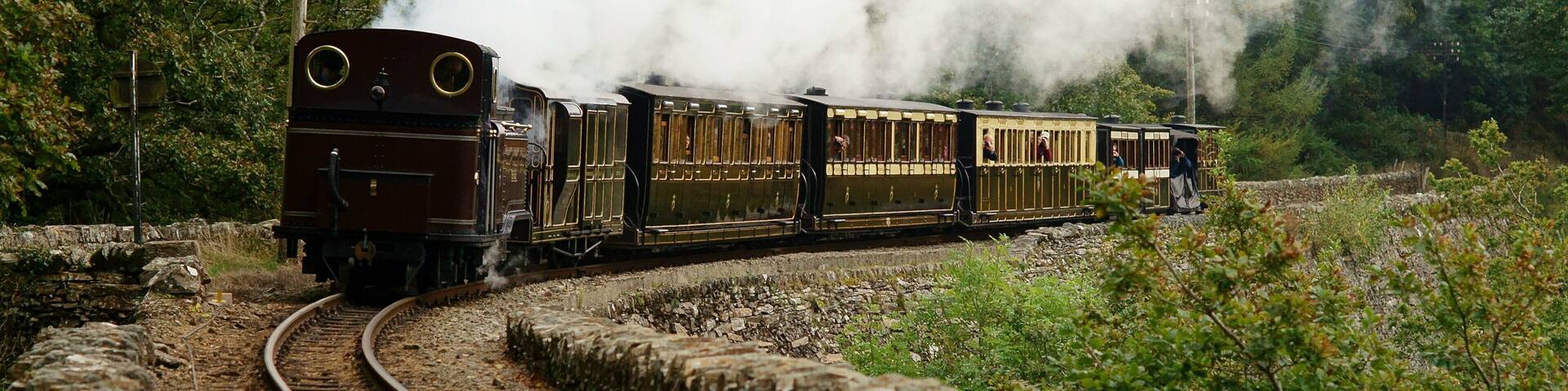 'Taliesin' on Cae Mawr, with the vintage train.