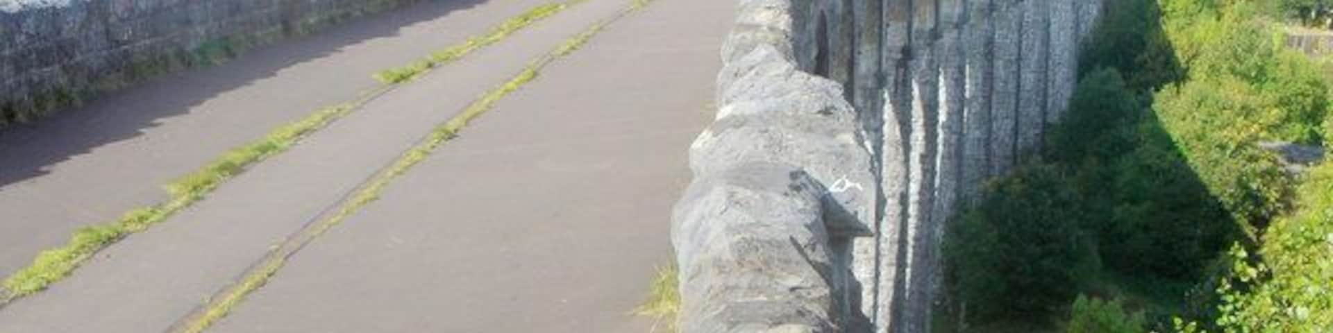Cefn Coed Viaduct, Merthyr Tydfil The Cefn Coed Viaduct was built in 1866 to carry the Brecon and Merthyr Railway Brecon_and_Merthyr_Railway across the river Taff at Pontycapel. This view is from the south end of the viaduct, looking north west. Built by Messrs. Savel and Ward at a cost of ÂŁ25, 000, it is the third largest viaduct in Wales. The viaduct consists of 15 openings, each one 39 feet 9 inches, a length of 725ft. and a maximum height of 115ft. The viaduct's main point of architectural interest is the fact that it was built on a curve - as highlighted in this view.