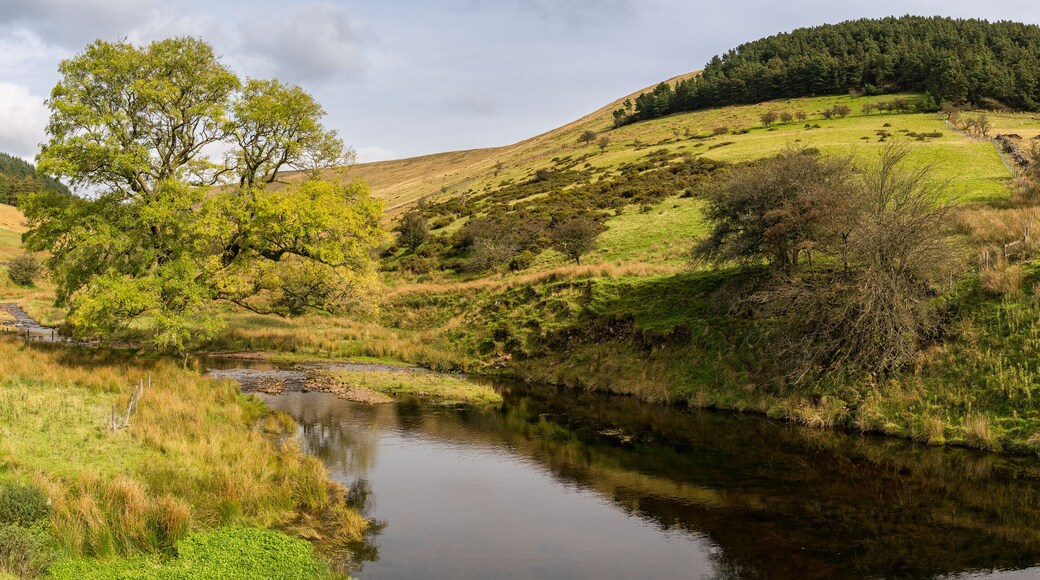 Nant Crew on the other side of the Cantref Reservoir near Merthyr Tydfil, Powys, Wales, UK