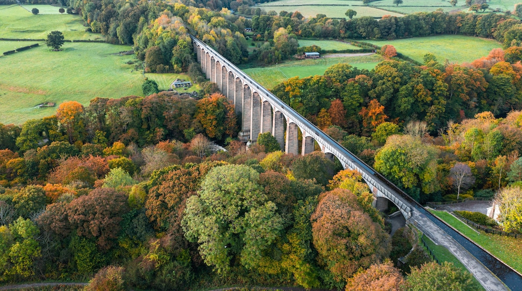 Aerial View over Pontcysyllte Aqueduct at Autumn