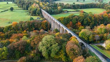 Aerial View over Pontcysyllte Aqueduct at Autumn