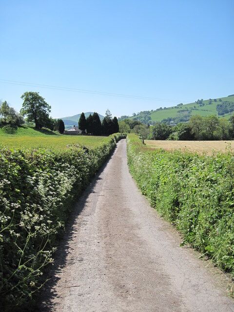 View of the Road towards Llanferres Moel Gyw is in the background