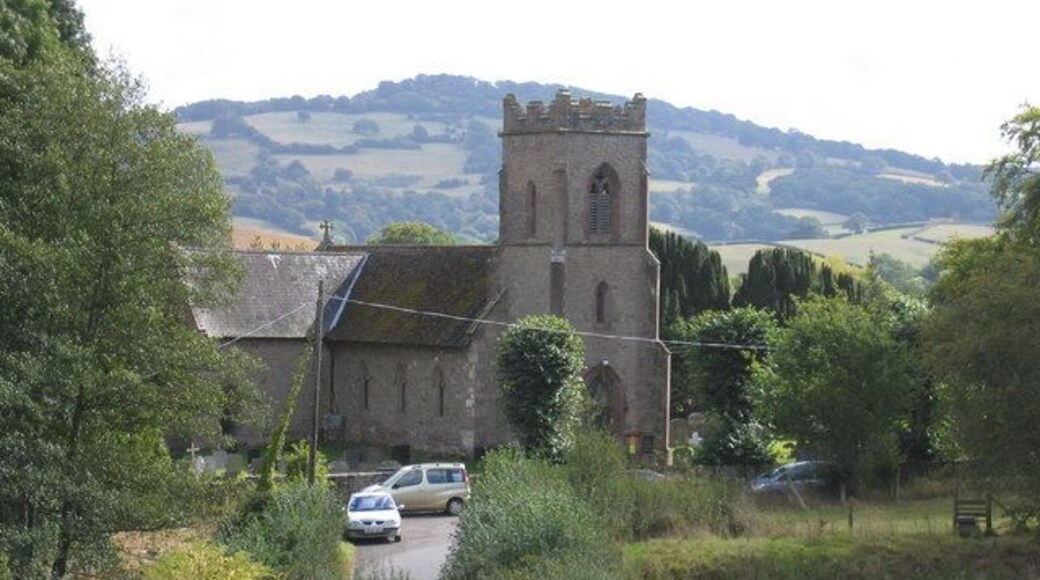 St Dingad's Church, Dingestow Country church, photographed from the top of the nearby motte/bailey castle