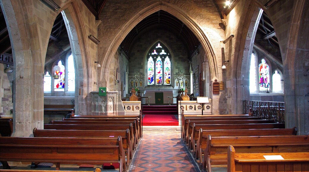 Inside the nave of St Michael's parish church, Mitchel Troy, Monmouthshire, looking east to the chancel