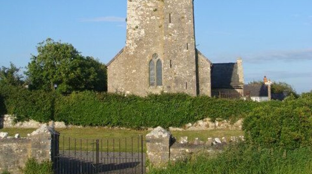 Church from Cemetery opposite. The plot of land opposite the church is a cemetery, but only the plots at the back of the enclosure have been used.