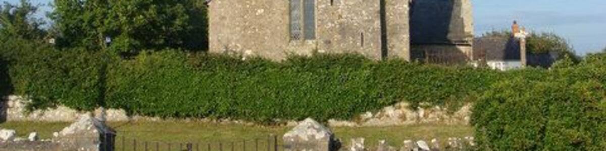 Church from Cemetery opposite. The plot of land opposite the church is a cemetery, but only the plots at the back of the enclosure have been used.