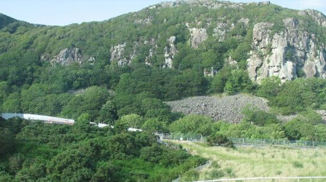 Craig Alltwen towering above the new hospital of the same name