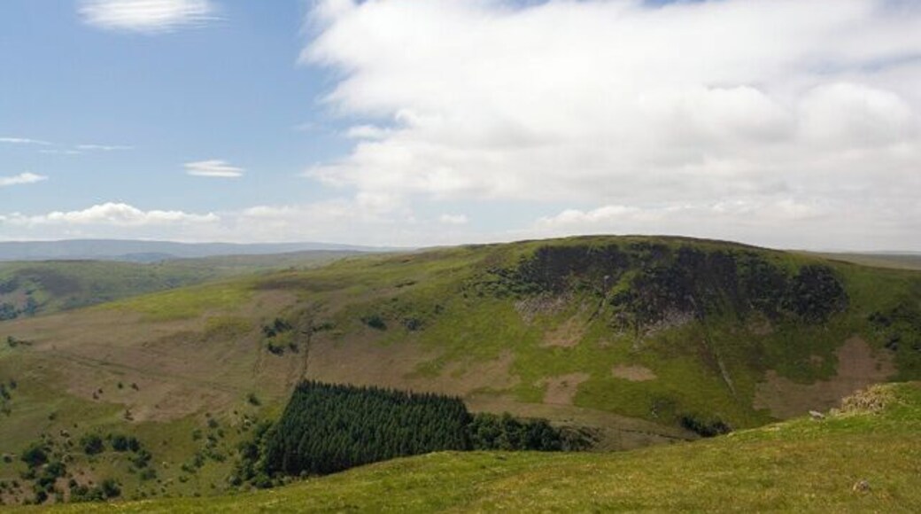 Summit of Garreg Lwyd Looking SW from the grassy summit across the Wye Valley to Moelfryn.