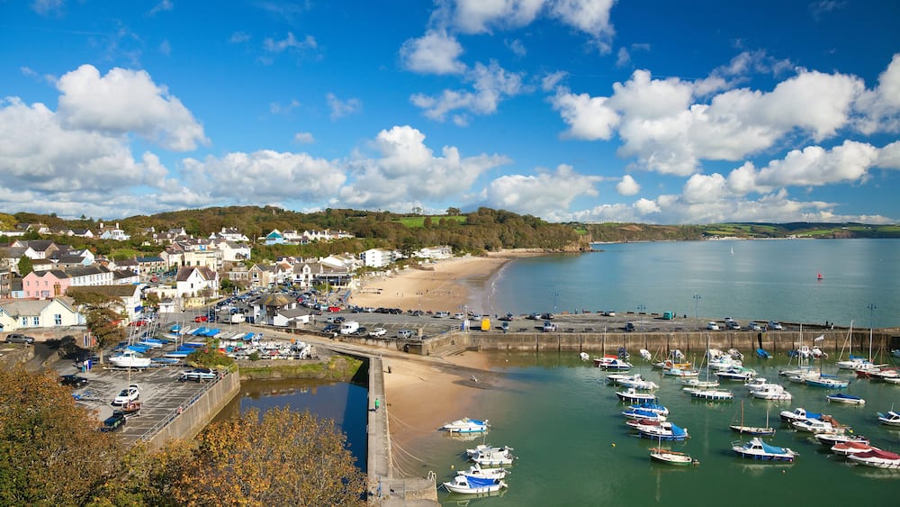 Saudersfoot Harbour and Village, Pembrokeshire, Wales, UK, Shutterstock ID 619250594, Purchase Order: -