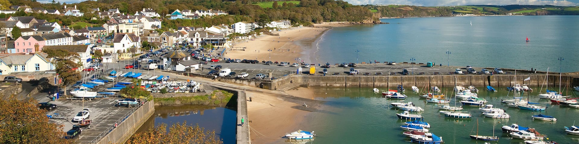 Saudersfoot Harbour and Village, Pembrokeshire, Wales, UK, Shutterstock ID 619250594, Purchase Order: -