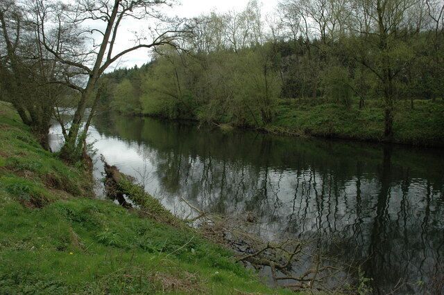 The River Usk, Kemeys Commander The River Usk viewed from the Usk Valley Walk opposite Kemeys Commander.