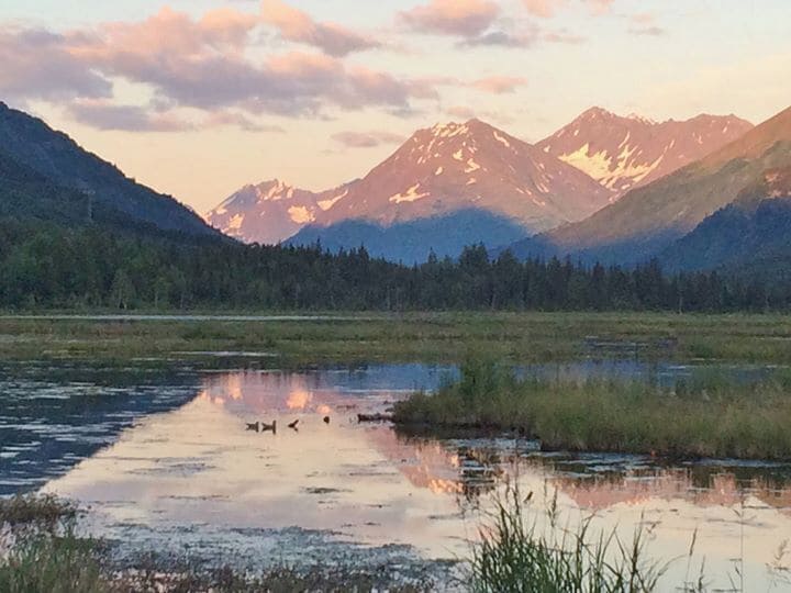 stumbled upon this view driving back to Anchorage from Homer. At the junction of the Sterling and Seward Highways.  Late evening - 11ish?  Ain't summer in Alaska grand?!