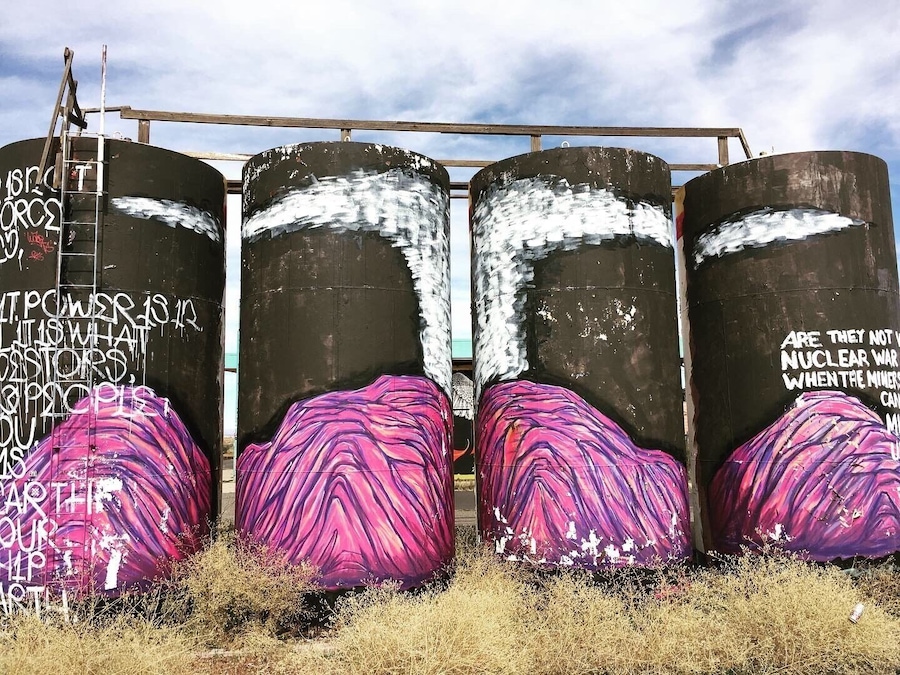Protest Graffiti against the govt regarding the miners being exposed to uranium. Gray Mountain Az. #mining #mine #cancer #graffit #protest #gray #graymountain #discovery #mybackyard #arizona #nuclear #death #control #government #tanks #death #travel #environmentalscience #enviromentalpact #health #money #family #insurance #coverup #cowgirlzenphotography #protectourplanet #protectourpeople #iphone #verizon #apple #discover #bucketlist